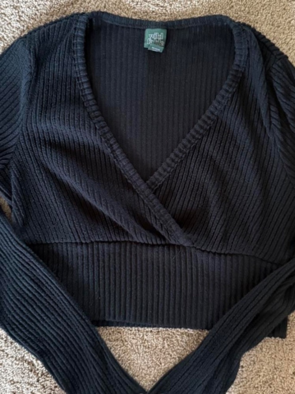 Charcoal Ribbed Knit crop Top